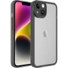 Case 4U Apple iPhone 14 Plus Kılıf Kamera Korumalı Parlak Tasarımlı Renkli Darbe Emici Transparan Post Kapak Siyah
