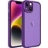 Case 4U Apple iPhone 14 Plus Kılıf Kamera Korumalı Parlak Tasarımlı Renkli Darbe Emici Transparan Post Kapak Derin Mor