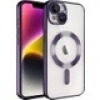 Case 4U Apple iPhone 14 Plus Kılıf Kamera Lens Korumalı Magsafe Şarj Kılıfı Şeffaf Renkli Yumuşak Demre Kapak Mor
