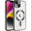 Case 4U Apple iPhone 14 Plus Kılıf Kamera Lens Korumalı Magsafe Şarj Kılıfı Şeffaf Renkli Yumuşak Demre Kapak Siyah