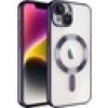 Case 4U Apple iPhone 14 Plus Kılıf Kamera Lens Korumalı Magsafe Şarj Kılıfı Şeffaf Renkli Yumuşak Demre Kapak Mor