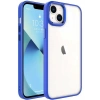 Case 4U Apple iPhone 14 Plus Kılıf Renkli Kenar Metal Kamera Çerçeveli Krom Arka Kapak Lacivert