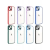 Case 4U Apple iPhone 14 Plus Kılıf Renkli Kenar Metal Kamera Çerçeveli Krom Arka Kapak Lacivert