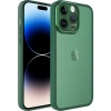 Case 4U Apple iPhone 14 Pro Kılıf Kamera Korumalı Parlak Tasarımlı Renkli Darbe Emici Transparan Post Kapak Koyu Yeşil