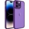 Case 4U Apple iPhone 14 Pro Kılıf Kamera Korumalı Parlak Tasarımlı Renkli Darbe Emici Transparan Post Kapak Derin Mor
