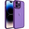 Case 4U Apple iPhone 14 Pro Kılıf Kamera Korumalı Parlak Tasarımlı Renkli Darbe Emici Transparan Post Kapak Derin Mor