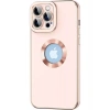 Case 4U Apple iPhone 14 Pro Max Kılıf Kamera Korumalı Parlak Kenarlı Altın Işlemeli Renkli Logo Gösteren Kongo Kapak Rose Gold