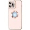 Case 4U Apple iPhone 14 Pro Max Kılıf Kamera Korumalı Parlak Kenarlı Altın Işlemeli Renkli Logo Gösteren Kongo Kapak Rose Gold