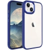Case 4U Apple iPhone 15 Plus Kılıf Renkli Kenar Metal Kamera Çerçeveli Krom Arka Kapak Lacivert