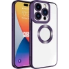 Case 4U Apple iPhone 15 Pro Kılıf Kamera Korumalı Logo Gösteren Omega Kapak Derin Mor
