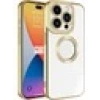 Case 4U Apple iPhone 15 Pro Kılıf Kamera Korumalı Logo Gösteren Omega Kapak Gold