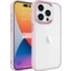 Case 4U Apple iPhone 15 Pro Kılıf Renkli Kenar Metal Kamera Çerçeveli Krom Arka Kapak Açık Pembe