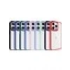 Case 4U Apple iPhone 15 Pro Kılıf Renkli Kenar Metal Kamera Çerçeveli Krom Arka Kapak Açık Pembe