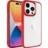 Case 4U Apple iPhone 15 Pro Kılıf Renkli Kenar Metal Kamera Çerçeveli Krom Arka Kapak Kırmızı