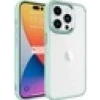 Case 4U Apple iPhone 15 Pro Kılıf Renkli Kenar Metal Kamera Çerçeveli Krom Arka Kapak Yeşil