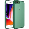 Case 4U Apple iPhone 7 Plus / 8 Plus Kılıf Kamera Korumalı Parlak Tasarımlı Renkli Darbe Emici Transparan Post Kapak Koyu Yeşil