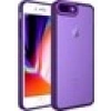 Case 4U Apple iPhone 7 Plus / 8 Plus Kılıf Kamera Korumalı Parlak Tasarımlı Renkli Darbe Emici Transparan Post Kapak Derin Mor