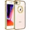 Case 4U Apple iPhone SE 2022 / SE 2020 Kılıf Kamera Lens Korumalı Şeffaf Renkli Logo Gösteren Parlak Omega Kapak Sierra Mavisi