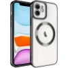 Case 4U iPhone 11 Kılıf Magsafe Wireless Şarj Destekli Kamera Korumalı Şeffaf Kenarları Renkli Setro Kapak Siyah