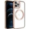Case 4U iPhone 12 Pro Max Kılıf Magsafe Wireless Şarj Destekli Kamera Korumalı Şeffaf Kenarları Renkli Setro Kapak Rose Gold
