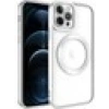 Case 4U iPhone 12 Pro Max Kılıf Magsafe Wireless Şarj Destekli Kamera Korumalı Şeffaf Kenarları Renkli Setro Kapak Gümüş