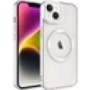 Case 4U iPhone 14 Plus Kılıf Magsafe Wireless Şarj Destekli Kamera Korumalı Şeffaf Kenarları Renkli Setro Kapak Gümüş