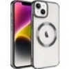 Case 4U iPhone 14 Plus Kılıf Magsafe Wireless Şarj Destekli Kamera Korumalı Şeffaf Kenarları Renkli Setro Kapak Siyah