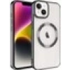 Case 4U iPhone 14 Plus Kılıf Magsafe Wireless Şarj Destekli Kamera Korumalı Şeffaf Kenarları Renkli Setro Kapak Siyah