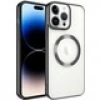 Case 4U iPhone 14 Pro Kılıf Magsafe Wireless Şarj Destekli Kamera Korumalı Şeffaf Kenarları Renkli Setro Kapak Siyah