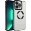 Case 4U iPhone 14 Pro Max Kılıf Kamera Lens Korumalı Şeffaf Renkli Logo Gösteren Parlak Omega Kapak Lacivert