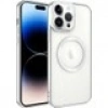 Case 4U iPhone 14 Pro Max Kılıf Magsafe Wireless Şarj Destekli Kamera Korumalı Şeffaf Kenarları Renkli Setro Kapak Gümüş