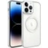 Case 4U iPhone 14 Pro Max Kılıf Magsafe Wireless Şarj Destekli Kamera Korumalı Şeffaf Kenarları Renkli Setro Kapak Gümüş