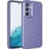 Case 4U Samsung Galaxy A14 Kılıf Kamera Korumalı Simli Lüks Koton Kapak Mor