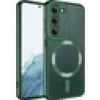 Case 4U Samsung Galaxy S23 Plus Uyumlu Kılıf Magsafe Wireless Şarj Destekli Kamera Korumalı Şeffaf Kenarları Renkli Setro Kapak Koyu Yeşil