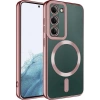 Case 4U Samsung Galaxy S23 Plus Uyumlu Kılıf Magsafe Wireless Şarj Destekli Kamera Korumalı Şeffaf Kenarları Renkli Setro Kapak Rose Gold