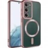 Case 4U Samsung Galaxy S23 Plus Uyumlu Kılıf Magsafe Wireless Şarj Destekli Kamera Korumalı Şeffaf Kenarları Renkli Setro Kapak Rose Gold