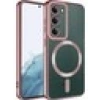 Case 4U Samsung Galaxy S23 Plus Uyumlu Kılıf Magsafe Wireless Şarj Destekli Kamera Korumalı Şeffaf Kenarları Renkli Setro Kapak Rose Gold