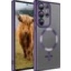 Case 4U Samsung Galaxy S23 Ultra Uyumlu Kılıf Magsafe Wireless Şarj Destekli Kamera Korumalı Şeffaf Kenarları Renkli Setro Kapak Mor