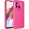 Case 4U Xiaomi Redmi 12C Kılıf Kamera Korumalı Simli Lüks Koton Kapak Koyu Pembe