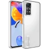 Case 4U Xiaomi Redmi Note 12 Pro 4g Kılıf Kamera Lens Korumalı Şeffaf Renkli Logo Gösteren Parlak Omega Kapak Gümüş