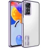Case 4U Xiaomi Redmi Note 12 Pro 4g Kılıf Kamera Lens Korumalı Şeffaf Renkli Logo Gösteren Parlak Omega Kapak Lila