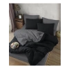 Çift Kişilik Lastikli Nevresim Takımı (Siyah-Gri)
