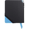 Çizgili A6 Ebat Jotzone Defter, Esnek Deri Kapak, Siyah-Mavi