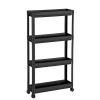 Dar Alanlar İçin 4 Katlı Tekerlekli Mutfak ve Banyo Rafı - Siyah