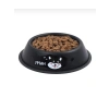Desenli Paslanmaz Çelik Mama ve Su Kabı - 15 cm (Siyah)