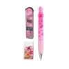 Doğa Desenli 0.7 mm Kalem Seti, Şeker Pembe - 3lü Set (Kalem, Silgi, Min)
