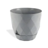 Drenajlı Plastik Çiçek Saksısı, 2.4 Litre Kapasite, Gri Renk