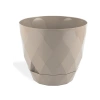 Drenajlı Tabaklı Plastik Çiçek Saksısı - 9.2 Lt Kapasite, Bej Renk