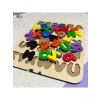 Eğitici Ahşap Alfabe Puzzle - 21x25 cm, Renkli PLA Harfler