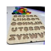 Eğitici Ahşap Alfabe Puzzle - 21x25 cm, Renkli PLA Harfler